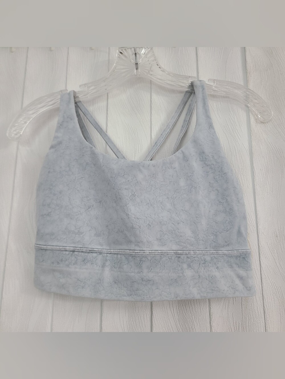 Lululemon Sz 8 Light Watercolor Blue Criss-cross Back Energy Longline Sports Bra